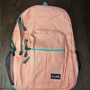 Peach Women's Backpack with Green Accents